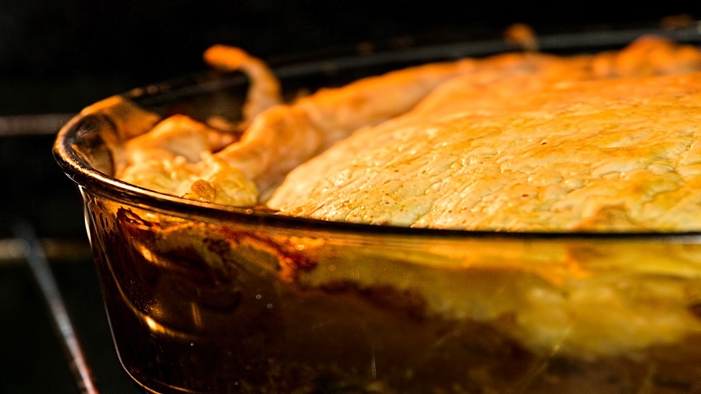 Christmas pie, baked in the oven using festive ingredients